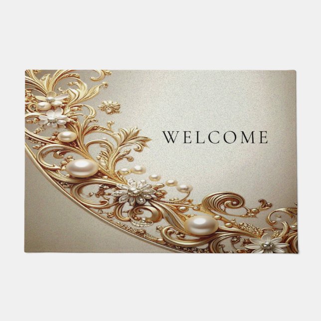 Ornate Gold Flourish Doormat Fußmatte (Vorderseite)