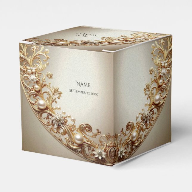 Ornate Gold Flourish Favor Box Geschenkschachtel (Vorderseite)