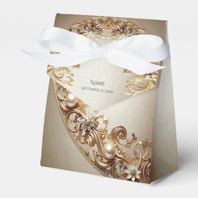 Ornate Gold Flourish Favor Box Geschenkschachtel (Vorderseite)