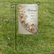 Ornate Gold Flourish Garden Flag