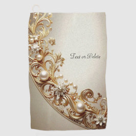 Ornate Gold Flourish Golf Towel Golfhandtuch