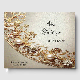 Ornate Gold Flourish Guest Book Gästebuch