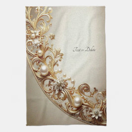 Ornate Gold Flourish Kitchen Towel Geschirrtuch