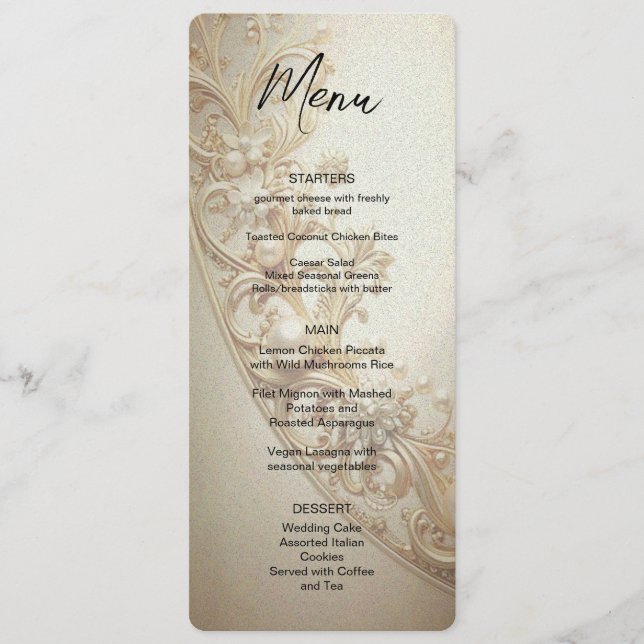 Ornate Gold Flourish Menu Menükarte (Vorderseite)