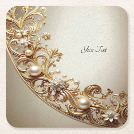 Ornate Gold Flourish Paper Coaster Rechteckiger Pappuntersetzer