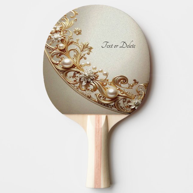 Ornate Gold Flourish Ping Pong Paddle Tischtennis Schläger (Vorderseite)