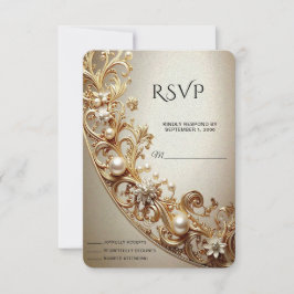 Ornate Gold Flourish RSVP Card Karte