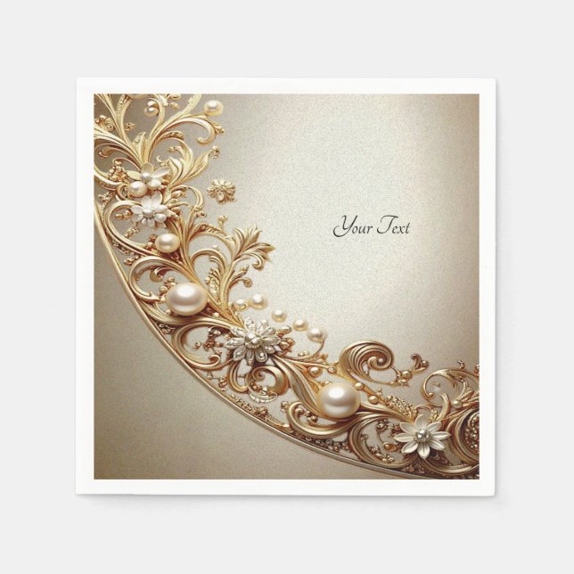 Ornate Gold Flourish Serviette (Vorderseite)