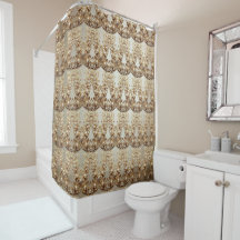 Ornate Gold Flourish Shower Curtain