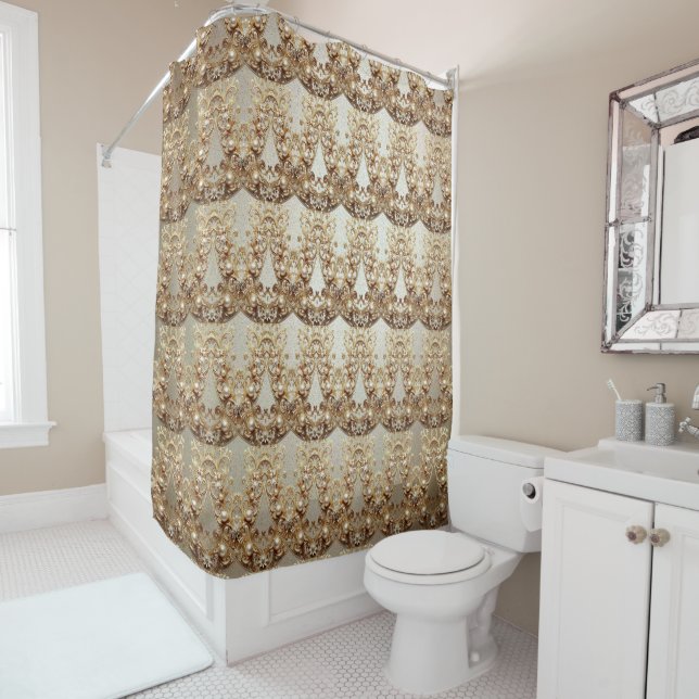 Ornate Gold Flourish Shower Curtain Duschvorhang (Beispiel)