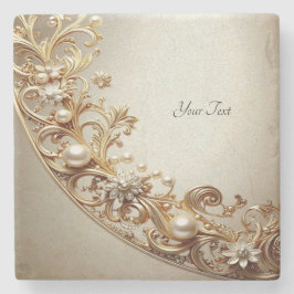 Ornate Gold Flourish Stone Coaster Steinuntersetzer