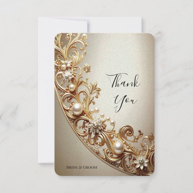 Ornate Gold Flourish Thank You Card Dankeskarte (Vorderseite)