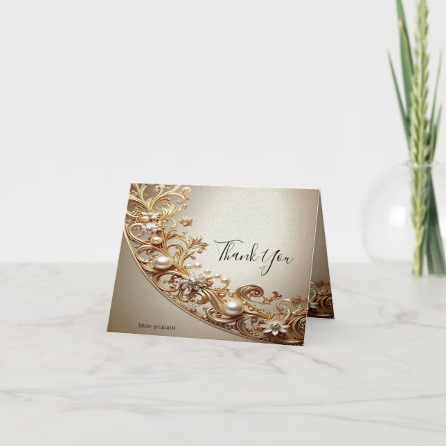 Ornate Gold Flourish Thank You Card Dankeskarte (Vorderseite)