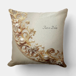 Ornate Gold Flourish Throw Pillow Kissen