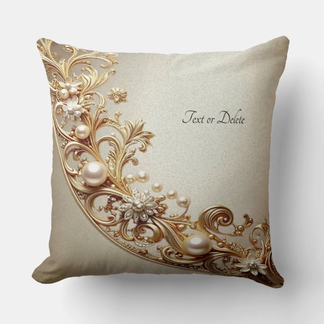 Ornate Gold Flourish Throw Pillow Kissen (Vorderseite)