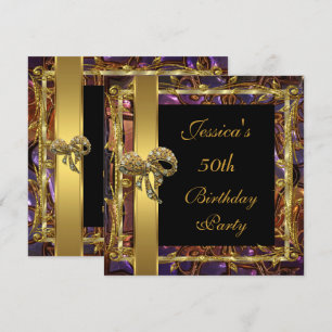 Ornate Gold Schwarz 50. Geburtstag Elegante Einlad Einladung