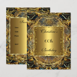 Ornate Gold Schwarz 60. Geburtstag Elegante Einlad Einladung
