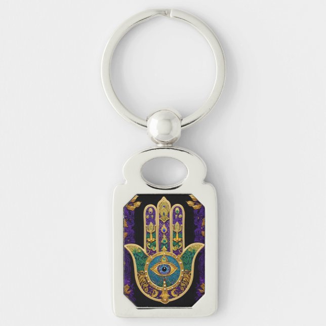  Ornate Gold Third Eye Hamsa Schlüsselanhänger (Vorderseite)