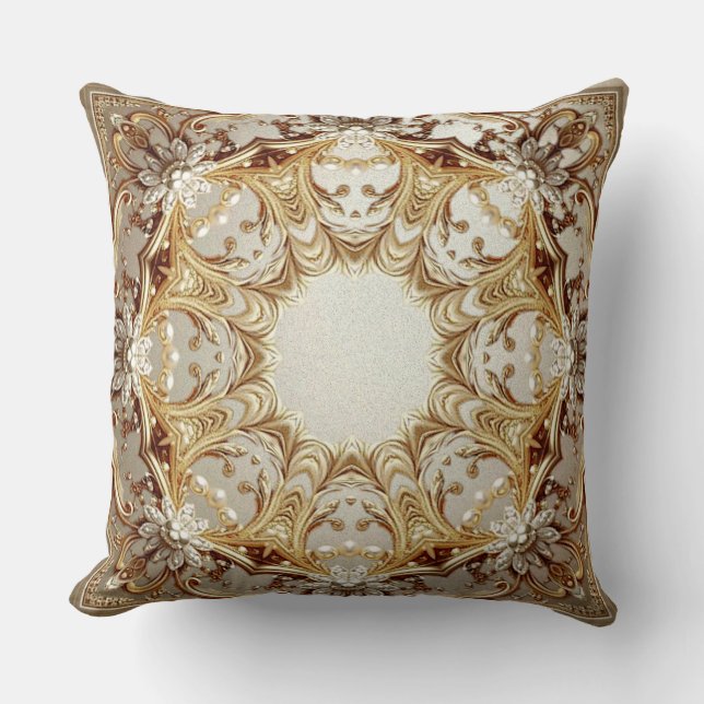 Ornate Gold Throw Pillow Kissen (Vorderseite)