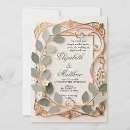 Ornate Goldverzierung Rosa Botanische Hochzeit Einladung