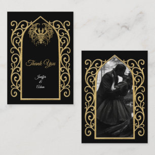 Ornate Grenze schwarz und gold gotische Hochzeit Mitteilungskarte
