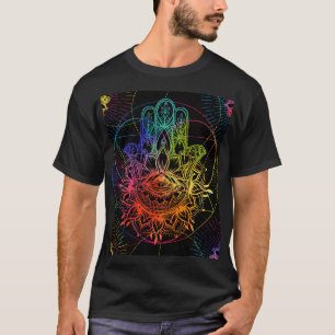 Ornate Hamsa: Handgezeichnetes Neonmuster. T-Shirt
