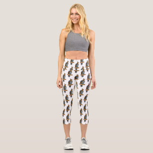 Ornate hawk eagle bird cartoon illustration  capri leggings