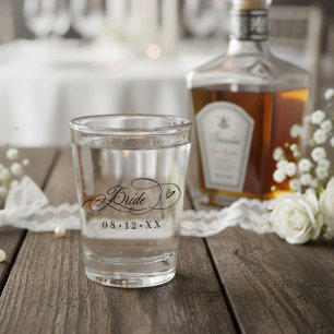 Ornate Kalligrafie-Herzen Braut ID1025 Schnapsglas