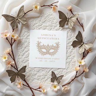 Ornate Lace Masquerade Mask Quinceañera Gummistempel