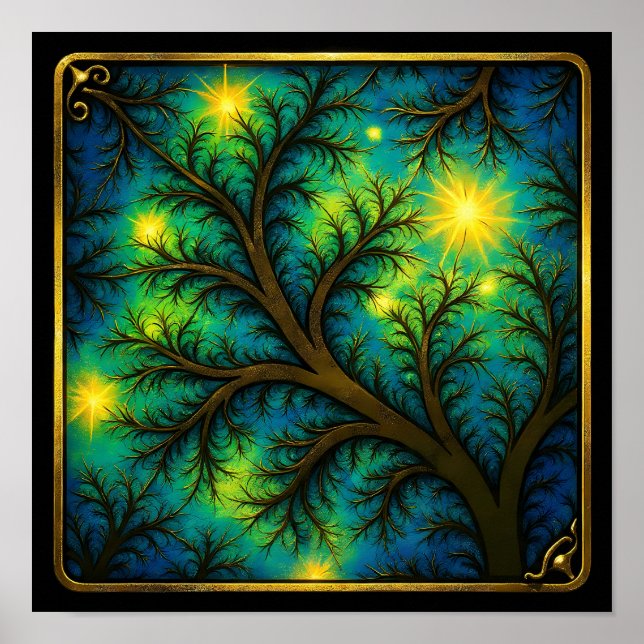 Ornate Metal Overlay Fractal Seamless Wallpaper Poster (Vorne)