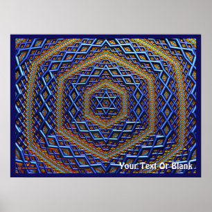 Ornate Metallic Magen David Poster