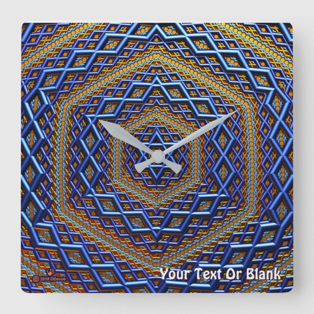 Ornate Metallic Magen David Quadratische Wanduhr (Vorderseite)