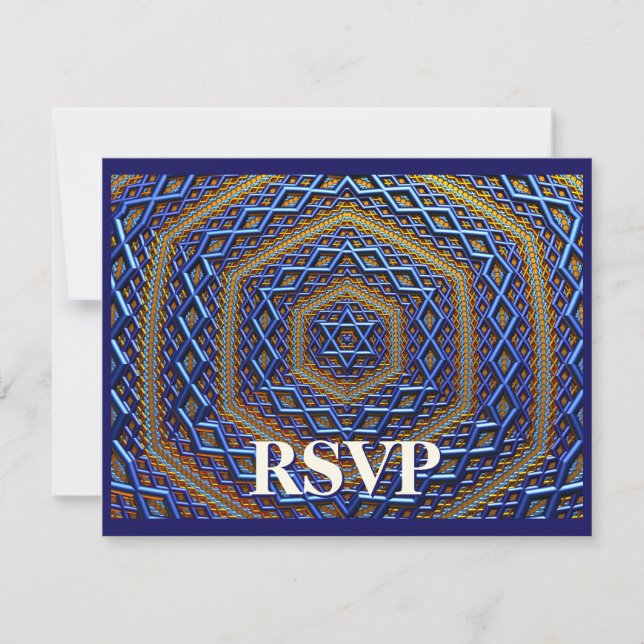 Ornate Metallic Magen David RSVP Karte (Vorderseite)