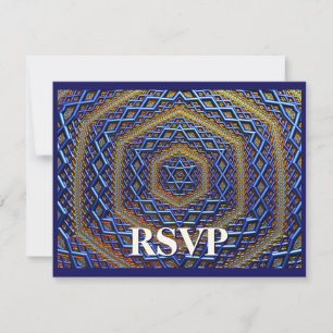Ornate Metallic Magen David RSVP Karte