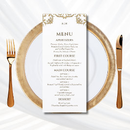 Ornate Monogram Baroque Christian Wedding Menu Menükarte