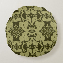 Ornate Olive Green Round Throw Kissen