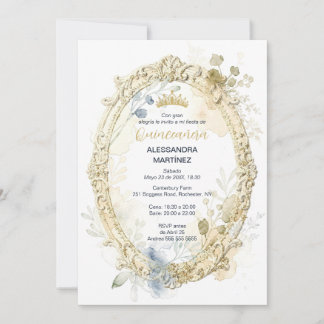 Ornate Oval Frame Quinceañera Exquisite Tiara Einladung