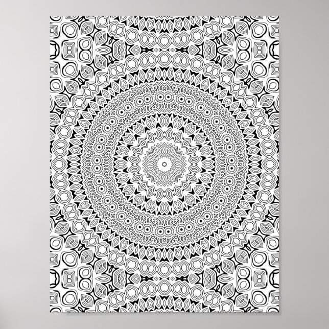 Ornate Petal Rings Coloring Page Pattern Design Poster (Vorne)