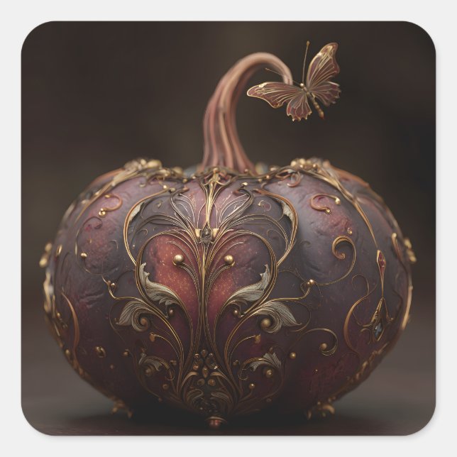 Ornate Pumpkin Quadratischer Aufkleber (Vorderseite)