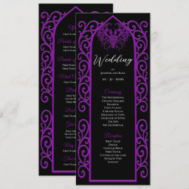 Ornate purple border Gothic Wedding Program Menükarte