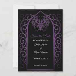 Ornate purple border wedding save the date ankündigung