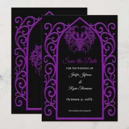 Ornate purple border wedding save the date ankündigung