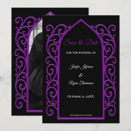 Ornate purple border wedding save the date ankündigung