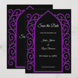 Ornate purple border wedding save the date ankündigung