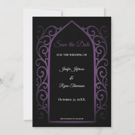 Ornate purple border wedding save the date ankündigung