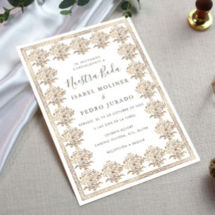 Ornate Romantic Vintage Gold Unsere Hochzeit Hochz Einladung