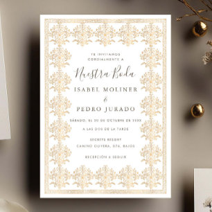 Ornate Romantische Vintage Gold Unsere Hochzeit Einladung