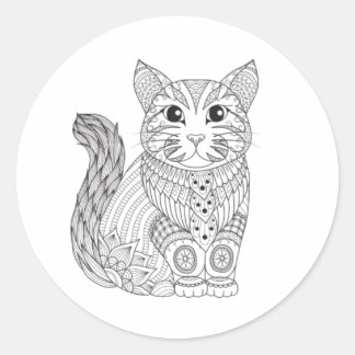 Ornate Schwarze Katze & Gothic Aufkleber