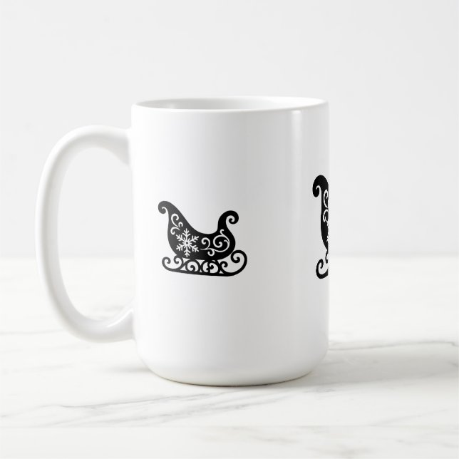 Ornate Sleigh with White Snowflake Design Kaffeetasse (Links)