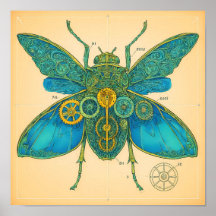 Ornate Technical Diagram: Steampunk Insect